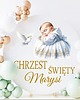 ozdoby na chrzest Naklejka na chrzest święty na ściankę koło 60 cm imię dziecka kolory