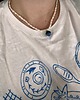 wisiory Handmade naszyjnik z naturalnych pereł z niebieska Jeżynką maliną