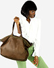 torby XXL Duża torebka skórzana oversize style shopper bag - czekoladowy brąz
