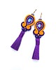 kolczyki soutache Kolczyki sutasz z chwostami pomarańczowo fioletowe kolorowe Jolly