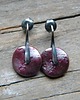 kolczyki wire wrapping Fioletowe antyczne krążki - sztyfty