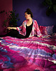 bluza bez kaptura damska Aksamitna BLUZA/ KIMONO domowe, autorski print  CHMURY różowe niebo