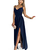 sukienki maxi damskie 299-7 CHIARA elegancka maxi suknia na ramiączkach - GRANATOWA