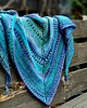 szale damskie Blue Flowers / chusta z jedwabiem