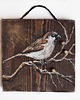 obrazy Ptak wróbel obraz miniatura malowany na desce /18/