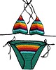 stroje kąpielowe i kostiumy kąpielowe damskie Bikini szydełkowe z tęczowym akcentem