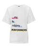 t-shirt damskie Biały T-shirt z napisem PERFORMENS