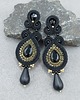kolczyki soutache Bonita czarne ze złotem eleganckie wieczorowe kolczyki sutasz