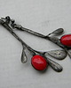 kolczyki wire wrapping czerwień  -gałazki -  kolczyki