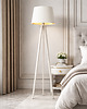 lampy podłogowe Nowoczesna lampa podłogowa CURACAO GOLD lampa stojąca drewniany trójnóg
