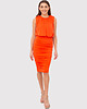 sukienki midi damskie Pomarańczowa sukienka midi z marszczoną spódnicą DA1767 BURNT ORANGE