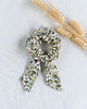 gumki do włosów Scrunchie ZIELONE KWIATY
