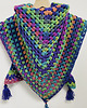 szale damskie Ciepła kolorowa  chusta Granny z chwostami ręcznie robiona