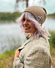 czapki damskie Luźna czapka z bawełny logo kolorowe "Beżowa"