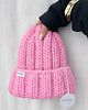 czapki damskie Gruba wełniana czapka beanie różowa 100% wełna handmade