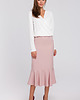 spódnice midi Spódnica z falbanką u dołu-brudny róż(K-025)