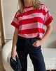 t-shirt damskie T-shirt w różowo-czerwone paski Pink Obsession