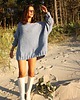 swetry damskie  Sweter handmade oversize  baby blue z wełną
