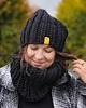 czapki damskie Czarny komplet zimowy czapka i komin Peruvian WOOLY