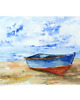 obrazy WYPRZEDAŻ SZTUKI! Akwarela Łódka na plaży oryginalny obraz 300g 21x30 cm