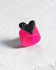 pierścionek z żywicy Pierścień z żywicy : szeroki : HEART : neon pink & black