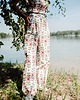 spodnie materiałowe damskie Lniano-bawełniane spodnie w kwiaty, RETRO NOELIA