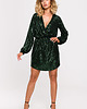 sukienki mini damskie Sukienka mini z cekinami-zielona(M-652)