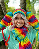 rękawiczki damskie Rękawiczki handmade ze sznureczkiem Tęcza