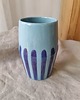 wazony Niebieski WAZON ceramiczny w paski - UNIKAT