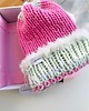 czapki damskie Wełniana czapka Candy handmade ręcznie robiona róż pistacja futerko