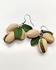kolczyki z masy plastycznej Kolczyki pistacje i liście handmade stal nierdzewna lekkie