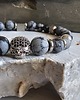 biżuteria męska Męska bransoletka /Obsydian Śnieżny / Czaszka z Cyrkoniami / Stal
