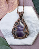 wisiory Miedziany wisiorek wire wrapping z ametystem #459