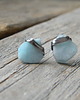 kolczyki wire wrapping Surowy akwamaryn  - sztyfciki