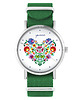 zegarki damskie Zegarek - Serce folkowe - zielony, nylonowy