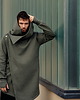 bluzy męskie Asymetryczna bluza ROBIN HOOD z kapturem khaki