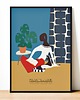 plakaty Plakat Fine Art giclee Dziewczyna z kotką. Polski New Look