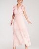 sukienki maxi damskie Elegancka sukienka kopertowa maxi z falbaną na wesele - M1189