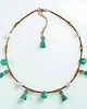 chokery Choker wakacyjny : morska zieleń: perły, hematyt, howlit, chwosty