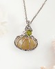 wisiory Naszyjnik Dynia Kwarc Rutylowy stal chirurgiczna wisiorek handmade wirewrapping