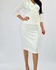 sukienki midi damskie Elegancka śmietankowa  sukienka-garsonka draperia r 36-56