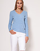 swetry damskie  Cienki i ciepły sweter w serek - SWE243 błękit MKM