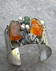 bransoletki wire wrapping Bursztyn w zaroślach -  bransoleta mankiet CUFF