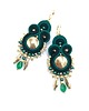 kolczyki soutache Marengo kolczyki sutasz z hematytem złoto zielone eleganckie z frędzlami