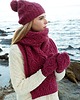 czapki damskie Zestaw CZAPKA + SZALIK + RĘKAWICZKI - 100% wełna Merino - Jagoda