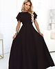 sukienki maxi damskie 694-2 MIRELLA Elegancka rozkloszowana sukienka maxi z cekinami - czekolada