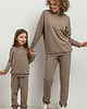 komplety damskie Komplet spodni dresowych w typie jogger, model 38, cappuccino