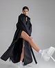 płaszcze damskie Parka Longline Collar Oversize czarny