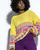 swetry damskie  Kolorowy sweter boho  F1820 żółty