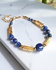 bransoletki z kamieni naturalnych Bransoletka LAPIS LAZULI i  LAWA : granatowo - złota : vol. II